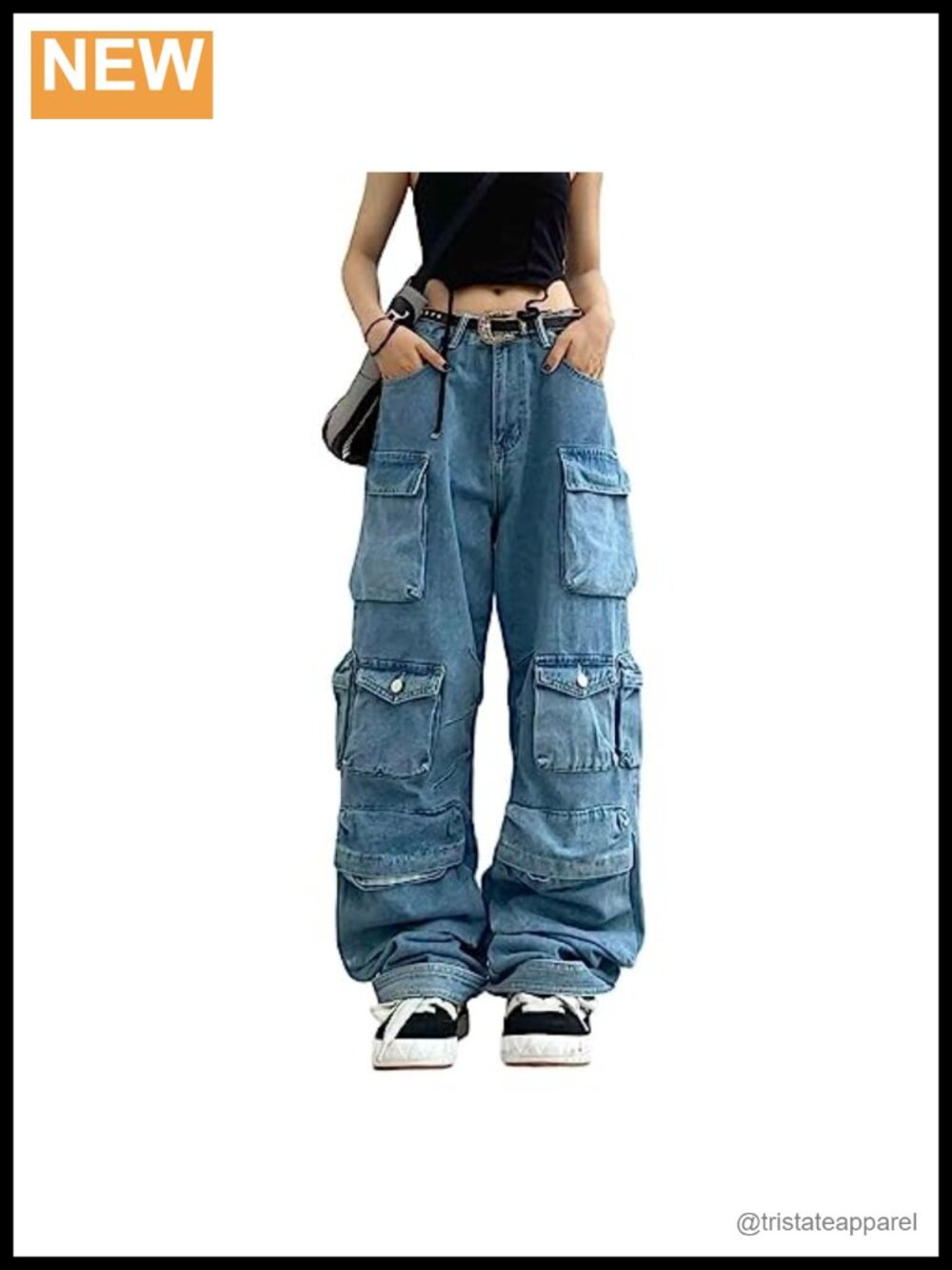 Women's Cargo Jeans Low Rise Baggy Relaxed Fit Multi-Pocket Y2K
